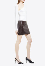 Courrèges Oblique Vinyl Mini Skirt Brown 424CJU204VY0014_1983
