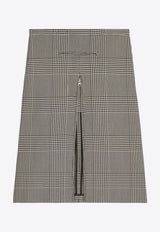 Courrèges Prince of Wales Zip Midi Skirt Gray 324CJU181PL0165_B107