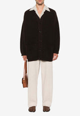 Lemaire Ribbed Wool Oversized Cardigan Dark Brown CO1077LK1027_BR476