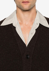 Lemaire Ribbed Wool Oversized Cardigan Dark Brown CO1077LK1027_BR476