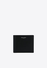 Saint Laurent Logo Stamp Calf Leather Wallet Black 396303BTY0N_1000