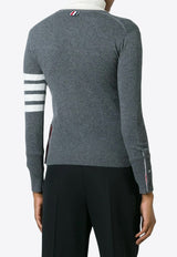 Thom Browne 4-bar Stripes Cashmere Cardigan Gray FKC002A00011_035