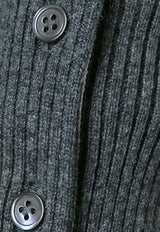 Thom Browne 4-bar Stripes Cashmere Cardigan Gray FKC002A00011_035