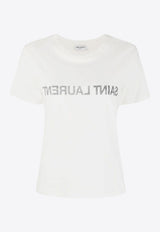 Saint Laurent Reverse Logo Print T-shirt White 665234Y37AW_9744
