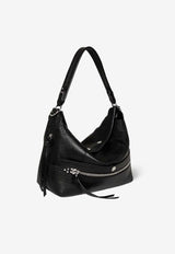 Jérôme Dreyfuss Lucky Hobo Shoulder Bag Black 45LUCKHOBU_Noir Silver