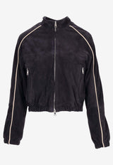 La Rose Suede Cropped Jacket Blue 1603_blu