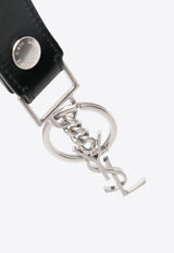 Saint Laurent Cassandre Leather Keyring Black 5183230SX0E_1000