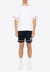 Thom Browne Crewneck T-shirt with Signature-Stripe White MJS282AJ0199_100
