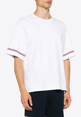 Thom Browne Crewneck T-shirt with Signature-Stripe White MJS282AJ0199_100