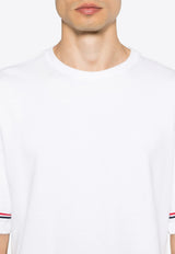 Thom Browne Crewneck T-shirt with Signature-Stripe White MJS282AJ0199_100