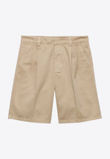 Prada Triangle Logo Chino Shorts Beige SPH343SOOO16FT_F0065