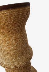 La Rose Raffia and Leather Trim Vase Beige P22CAT_97