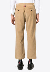 Thom Browne Corduroy Cropped Pants with Signature-Tab Camel MTU320UF0220_250