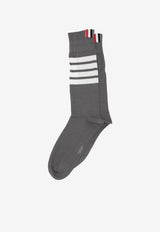 Thom Browne 4-bar Stripes Mid-Calf Socks Gray -MAS023B01690_035