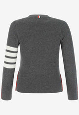 Thom Browne 4-bar Stripes Knitted Cashmere Sweater Gray FKA001A00011_035