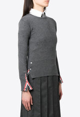 Thom Browne 4-bar Stripes Knitted Cashmere Sweater Gray FKA001A00011_035