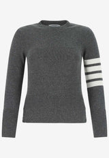 Thom Browne 4-bar Stripes Knitted Cashmere Sweater Gray FKA001A00011_035