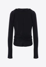 Saint Laurent V-neck Crepe De Chine Blouse Black 820520Y100W_1000