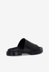 Ann Demeulemeester Emmanuel Wide strap Leather Slippers Black 2301WF62LT041_099