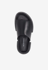 Ann Demeulemeester Emmanuel Wide strap Leather Slippers Black 2301WF62LT041_099
