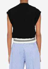 Autry Embroidered Logo Cropped Vest Black VEPWC1_KK