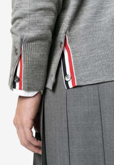 Thom Browne 4-bar Stripes V-neck Cardigan Gray MKC002AY1014_058