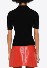 Courrèges Ribbed Knit Polo T-shirt Black VESMPO029FI0001_9999
