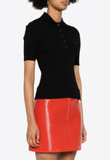 Courrèges Ribbed Knit Polo T-shirt Black VESMPO029FI0001_9999