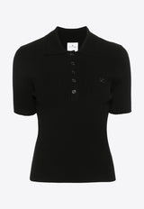 Courrèges Ribbed Knit Polo T-shirt Black VESMPO029FI0001_9999