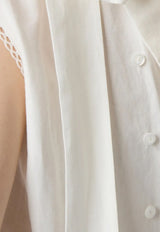 Miu Miu Slubbed Poplin Logo Mini Dress White MF5780SOOO163M_F0009