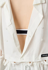 Miu Miu Slubbed Poplin Logo Mini Dress White MF5780SOOO163M_F0009