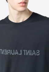 Saint Laurent Reverse Logo Print T-shirt Blue 663278Y37AW_4145