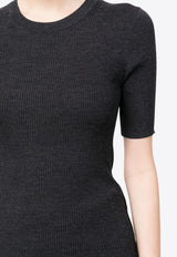 P.A.R.O.S.H Leila Ribbed Knit Wool Top Gray D510795LEILA24_037