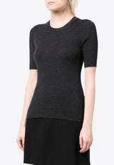 P.A.R.O.S.H Leila Ribbed Knit Wool Top Gray D510795LEILA24_037