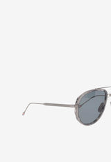 Thom Browne Aviator Metal Sunglasses Gray UES929AG0003_035