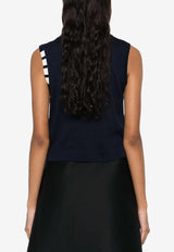Thom Browne 4-bar Stripes Wool-Blend Knit Top Navy FKL002AY3036_415
