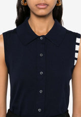 Thom Browne 4-bar Stripes Wool-Blend Knit Top Navy FKL002AY3036_415