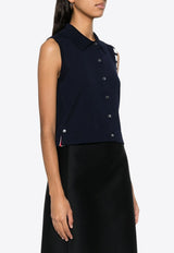 Thom Browne 4-bar Stripes Wool-Blend Knit Top Navy FKL002AY3036_415