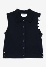 Thom Browne 4-bar Stripes Wool-Blend Knit Top Navy FKL002AY3036_415