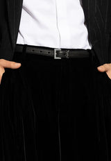 Saint Laurent Cassandre Leather Belt Black 612616AAC8A_1000