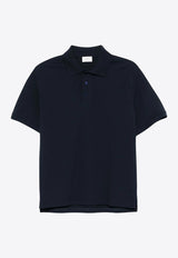 Saint Laurent Cassandre Cotton Pique Polo T-shirt Blue 798944Y37HC_4140