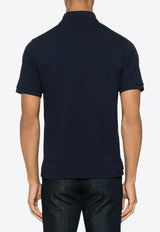 Saint Laurent Cassandre Cotton Pique Polo T-shirt Blue 798944Y37HC_4140
