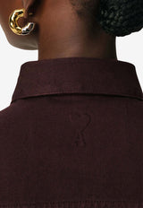 AMI PARIS Ami De Coeur Mini Shirt Dress Chocolate FDR404DE0034_633