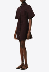AMI PARIS Ami De Coeur Mini Shirt Dress Chocolate FDR404DE0034_633