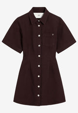 AMI PARIS Ami De Coeur Mini Shirt Dress Chocolate FDR404DE0034_633
