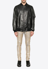 Rick Owens Classic Flight Leather Bomber Jacket Black RU01E5778LTP_09