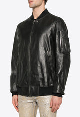 Rick Owens Classic Flight Leather Bomber Jacket Black RU01E5778LTP_09