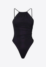 Dsquared2 Halterneck Draped One-Piece Swimsuit Black D6BU75140_001
