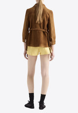 Prada Logo Patch Double Mini Shorts Yellow P280ISOOO16L5_F0010