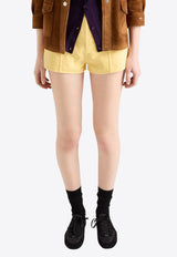 Prada Logo Patch Double Mini Shorts Yellow P280ISOOO16L5_F0010